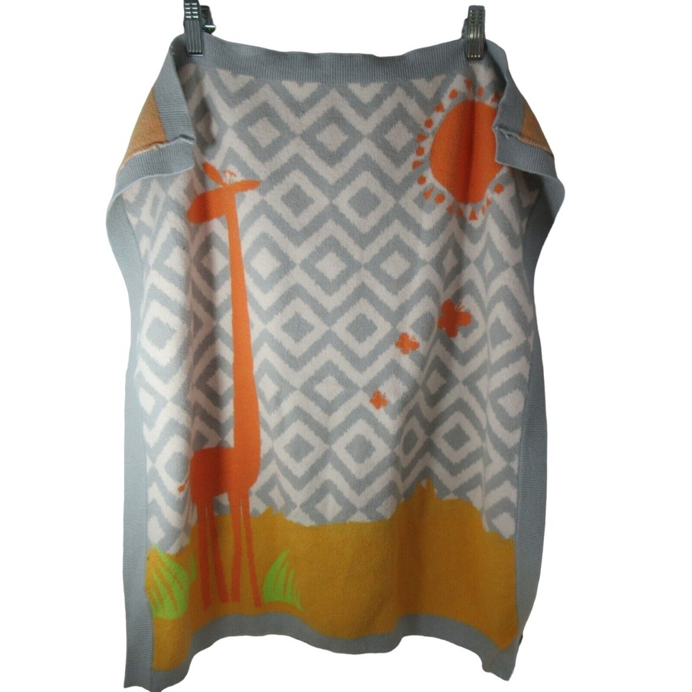 TOBY Not Your Grandma's Blanket NYGB Baby knit gray orange giraffe sun rattle‎